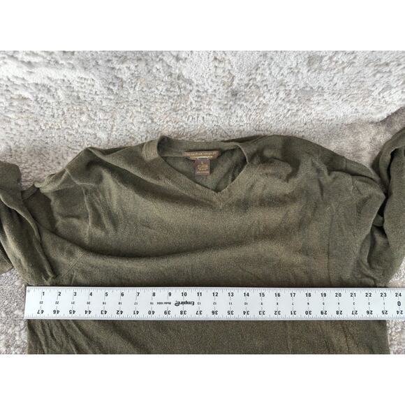 Sebastian Cooper Size L Cashmere Cotton Blend V Neck Sweater Olive Green Pullove - Picture 5 of 8